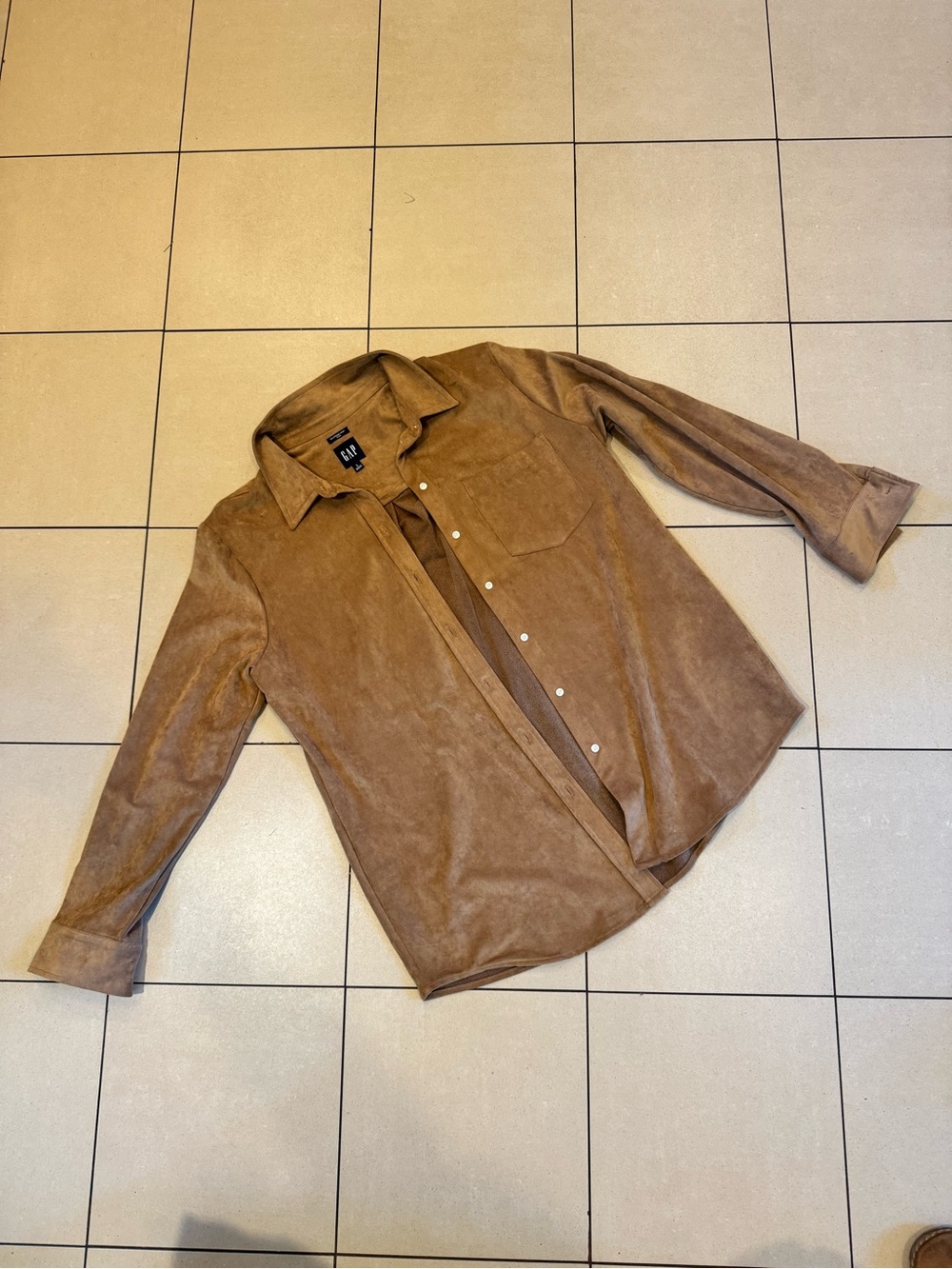 GAP women’s Brown faux Suede Button-Up Shirt